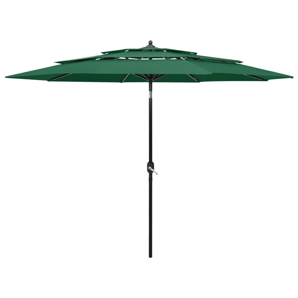 Vidaxl parasol 3-laags met aluminium paal 3 m groen