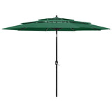 Vidaxl parasol 3-laags met aluminium paal 3 m groen