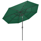 Vidaxl parasol 3-laags met aluminium paal 3 m groen