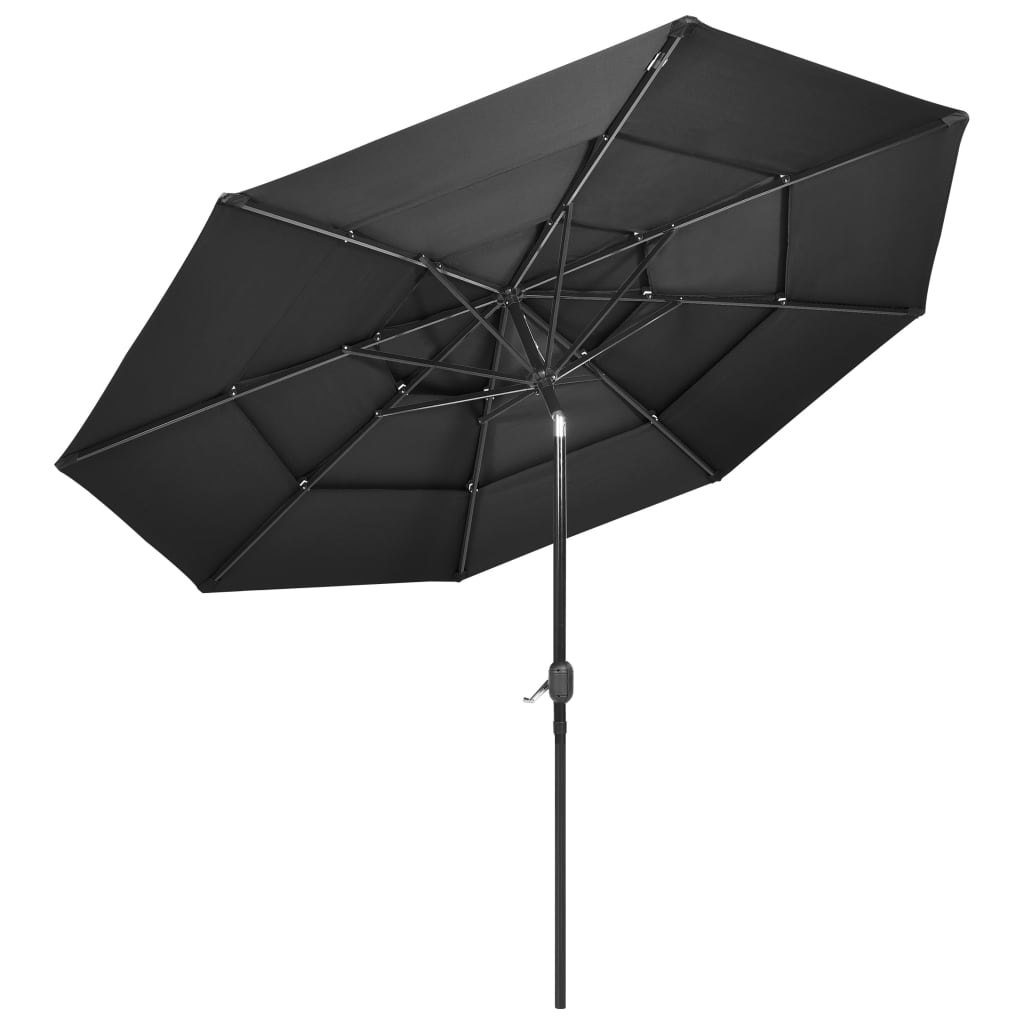 Vidaxl parasol 3-laags met aluminium paal 3 m antracietkleurig