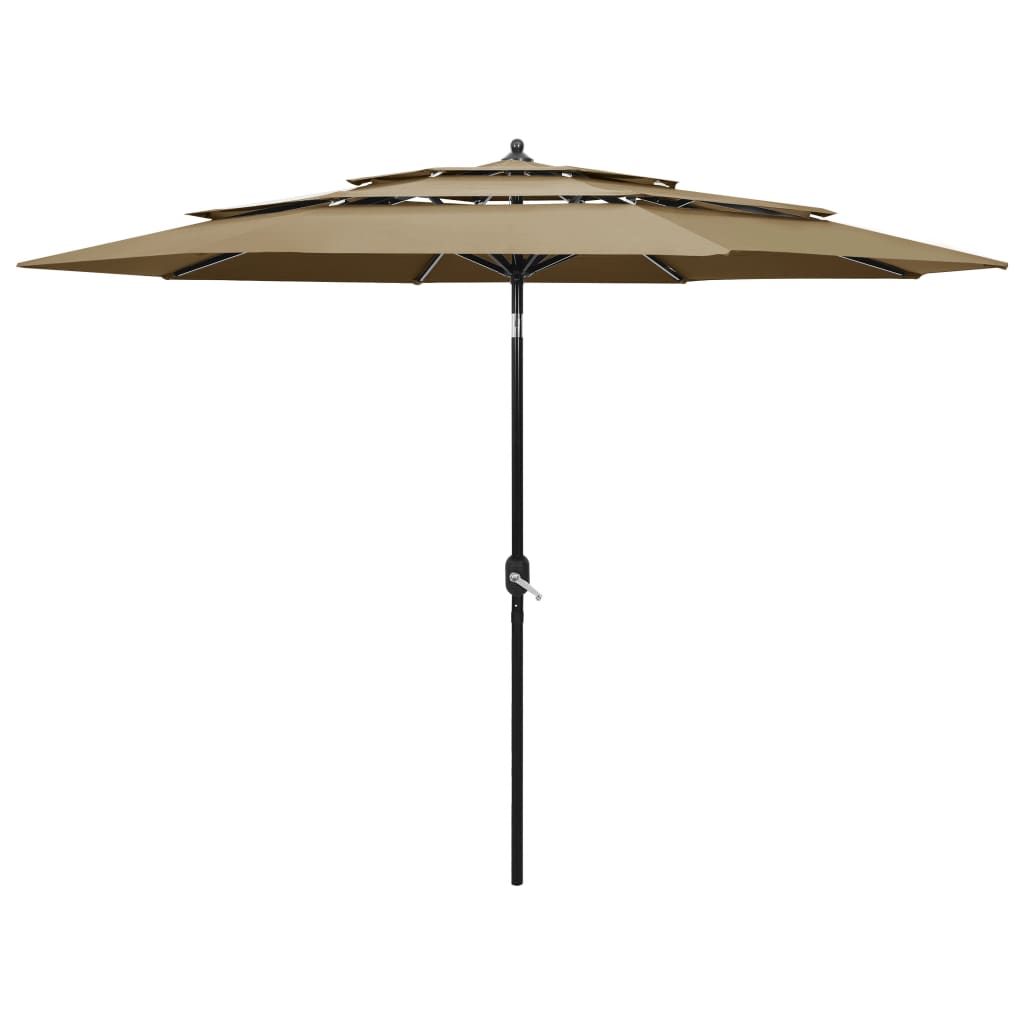 Vidaxl parasol 3-laags met aluminium paal 3 m taupe