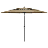 Vidaxl parasol 3-laags met aluminium paal 3 m taupe