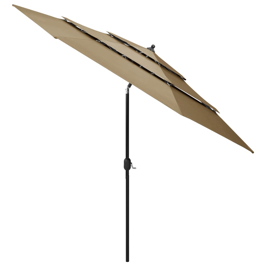 Vidaxl parasol 3-laags met aluminium paal 3 m taupe