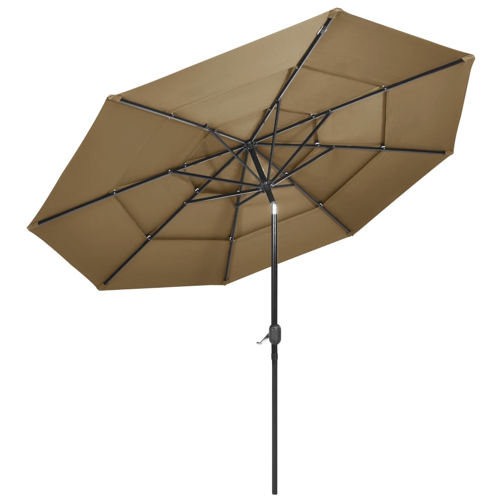 Vidaxl parasol 3-laags met aluminium paal 3 m taupe