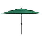 Vidaxl parasol 3-laags met aluminium paal 3,5 m groen