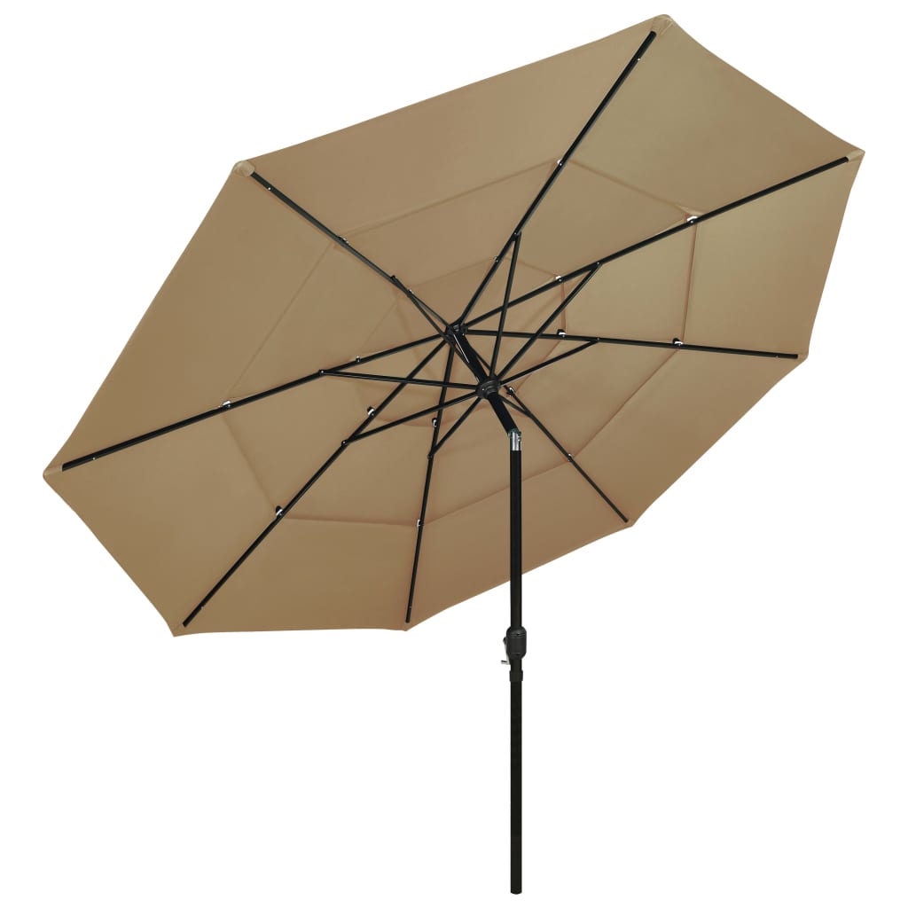 Vidaxl parasol 3-laags met aluminium paal 3,5 m taupe