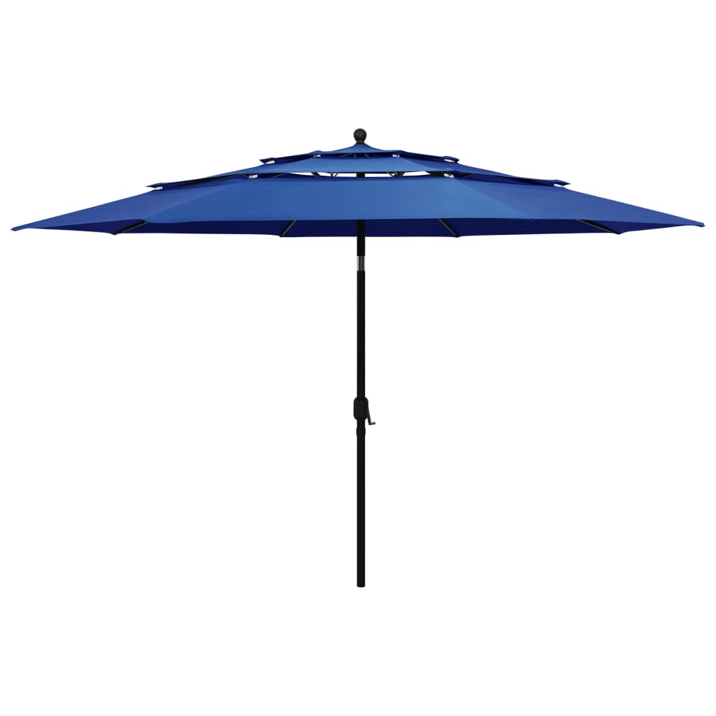 Vidaxl parasol 3-laags met aluminium paal 3,5 m azuurblauw