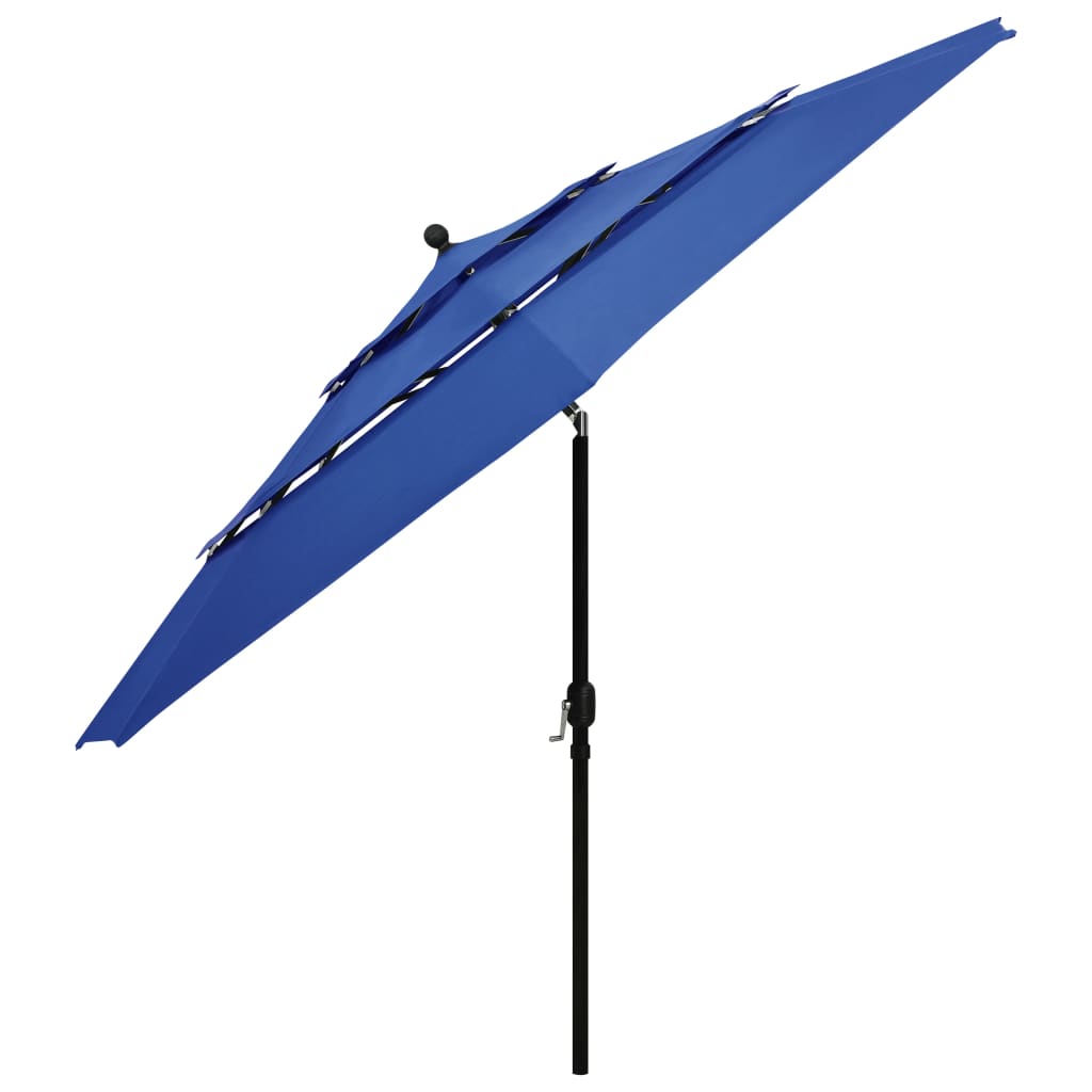 Vidaxl parasol 3-laags met aluminium paal 3,5 m azuurblauw