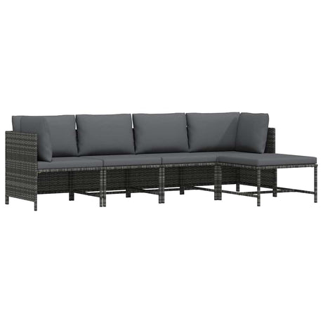 Vidaxl 4-delige loungeset met kussens poly rattan grijs