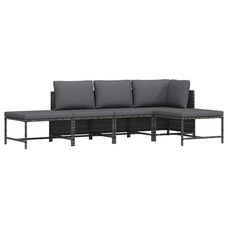 Vidaxl 5-delige loungeset met kussens poly rattan grijs