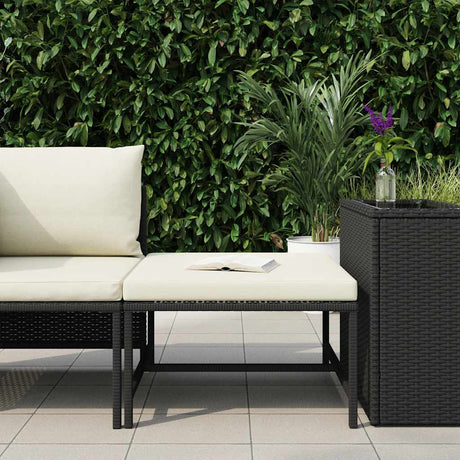 Vidaxl voetensteun sectioneel met kussen poly rattan zwart