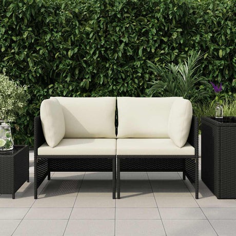 Vidaxl tuinbank 2-zits met kussens poly rattan zwart