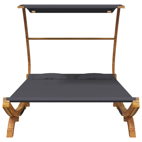 Vidaxl loungebed met luifel 165x203x138 cm gebogen hout antracietkleur
