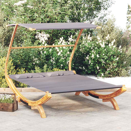 Vidaxl loungebed met luifel 165x203x138 cm gebogen hout antracietkleur