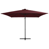 VidaXL Zweefparasol met LED-verlichting 250x250 cm bordeauxrood