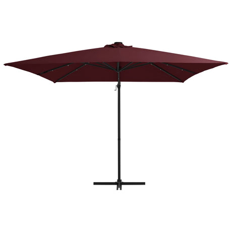 Vidaxl zweefparasol met led-verlichting 250x250 cm bordeauxrood