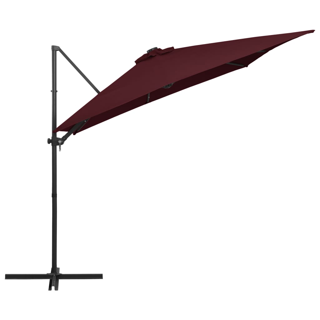 Vidaxl zweefparasol met led-verlichting 250x250 cm bordeauxrood