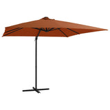 Vidaxl zweefparasol met led-verlichting 250x250 cm terracottakleurig