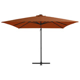 Vidaxl zweefparasol met led-verlichting 250x250 cm terracottakleurig