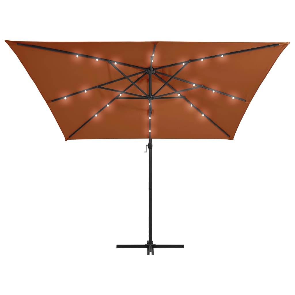 VidaXL Zweefparasol met LED-verlichting 250x250 cm terracottakleurig