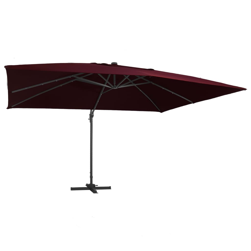 Vidaxl zweefparasol met led-verlichting 400x300 cm bordeauxrood