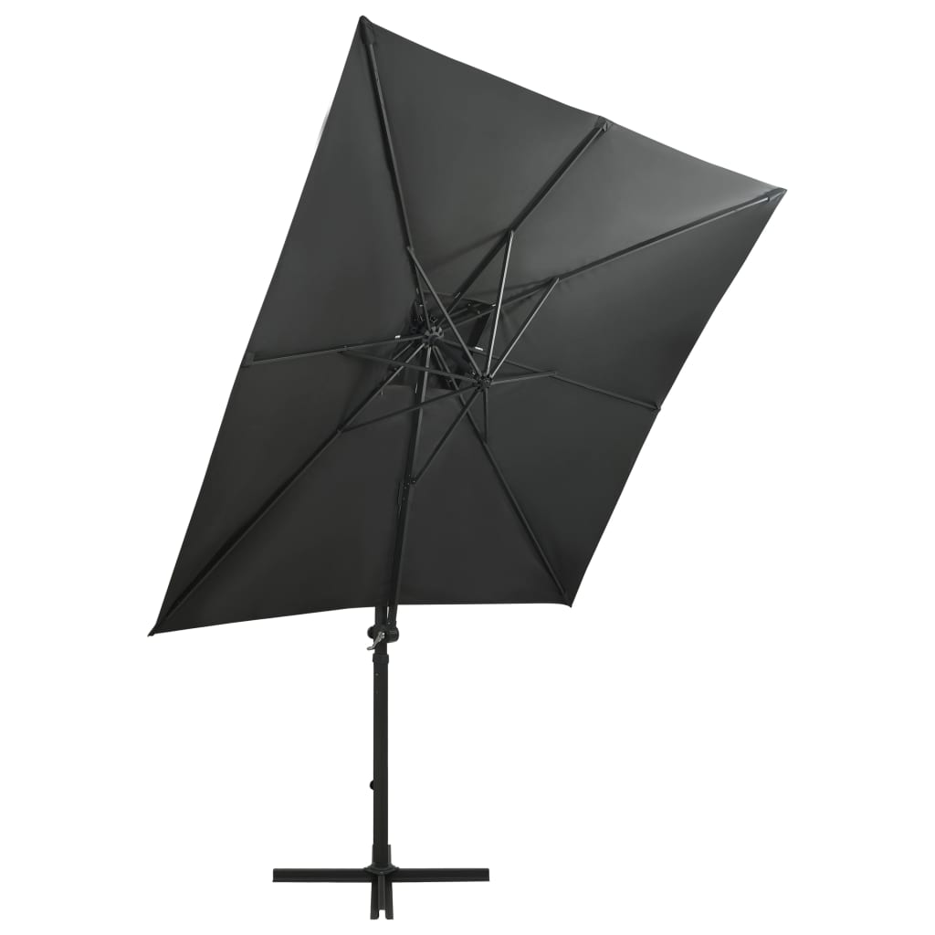 VidaXL Zweefparasol met paal en LED-verlichting 250 cm antracietkleur