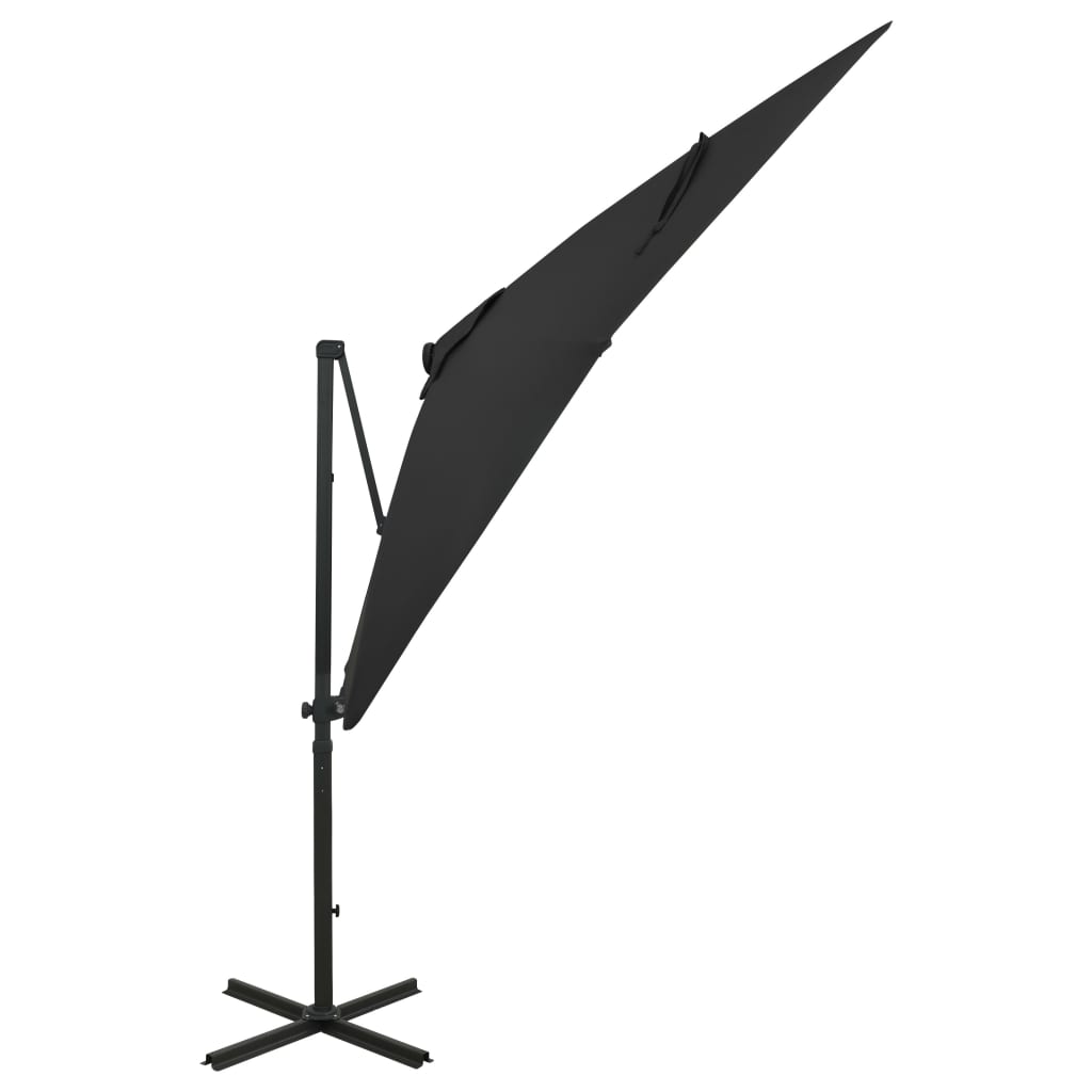 VidaXL Zweefparasol met paal en LED-verlichting 250 cm zwart