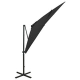 Vidaxl zweefparasol met paal en led-verlichting 250 cm zwart