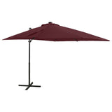 VidaXL Zweefparasol met paal en LED-verlichting 250 cm bordeauxrood