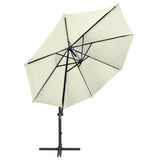 VidaXL Zweefparasol met paal en LED-verlichting 300 cm zandkleurig