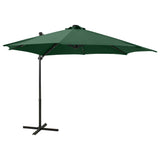 Vidaxl zweefparasol met paal en led-verlichting 300 cm groen