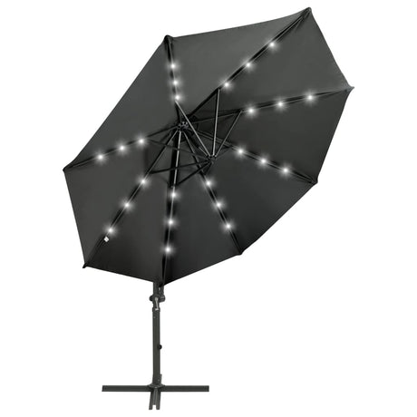 Vidaxl zweefparasol met paal en led-verlichting 300 cm antracietkleur