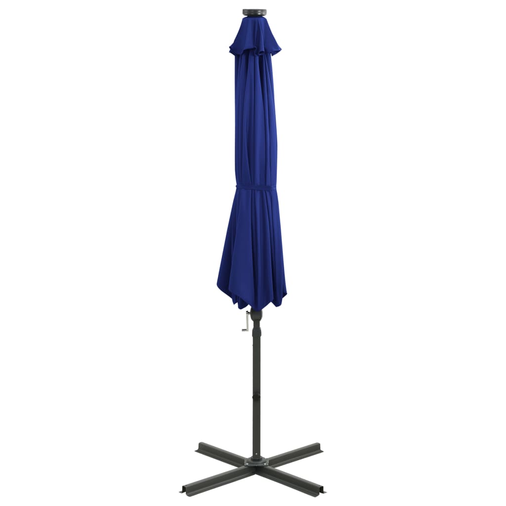 Vidaxl zweefparasol met paal en led-verlichting 300 cm azuurblauw