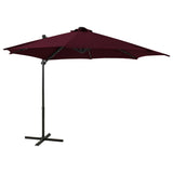 VidaXL Zweefparasol met paal en LED-verlichting 300 cm bordeauxrood