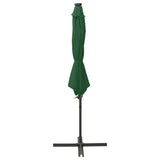 VidaXL Zweefparasol met paal en LED-verlichting 300 cm groen