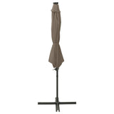 Vidaxl zweefparasol met paal en led-verlichting 300 cm taupe
