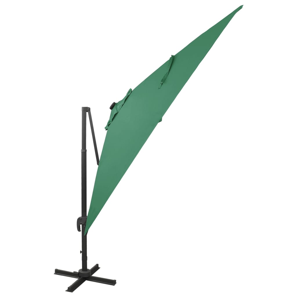 VidaXL Zweefparasol met paal en LED-verlichting 300 cm groen