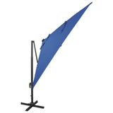 VidaXL Zweefparasol met paal en LED-verlichting 300 cm azuurblauw