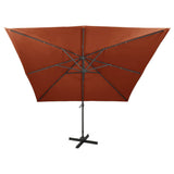 Vidaxl zweefparasol met paal en led-verlichting 300 cm terracottakleur