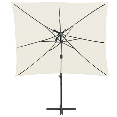 VidaXL Zweefparasol met dubbel dak 250x250 cm zandkleurig