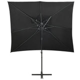 VidaXL Zweefparasol met dubbel dak 250x250 cm zwart