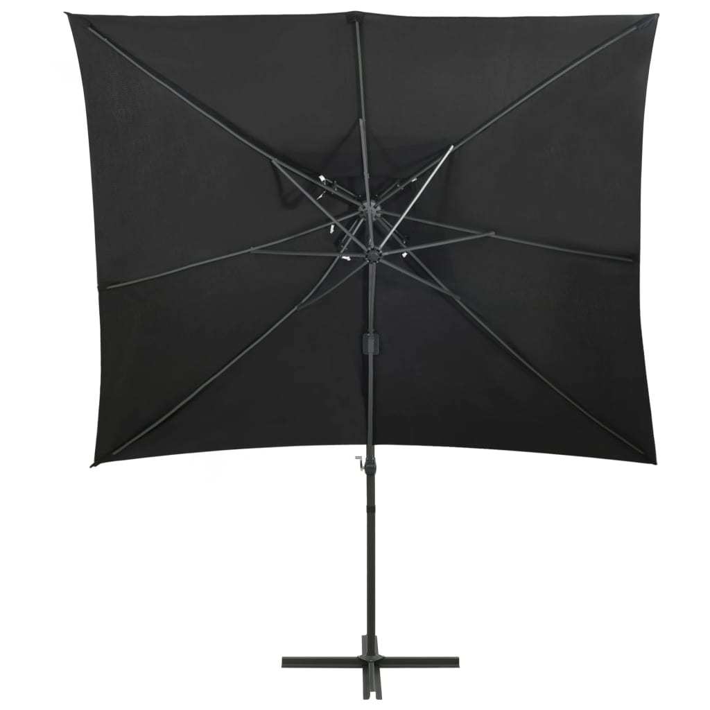 Vidaxl zweefparasol met dubbel dak 250x250 cm zwart