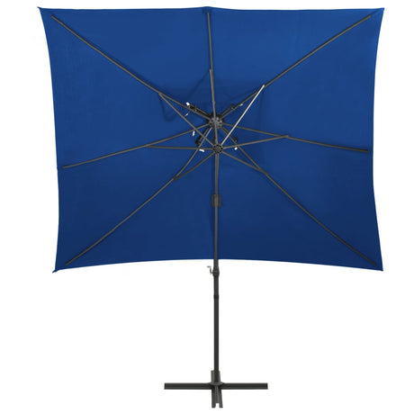 VidaXL Zweefparasol met dubbel dak 250x250 cm azuurblauw