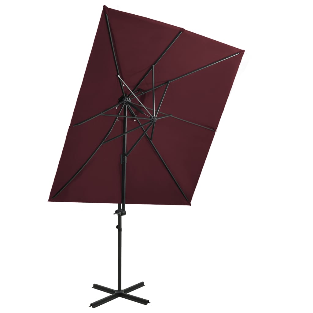 Vidaxl zweefparasol met dubbel dak 250x250 cm bordeauxrood