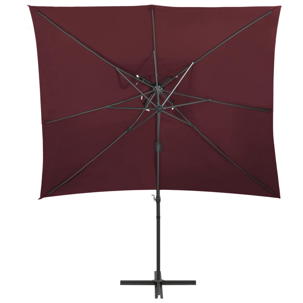 Vidaxl zweefparasol met dubbel dak 250x250 cm bordeauxrood