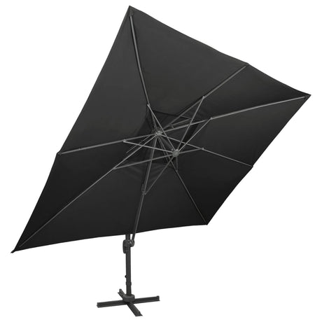 Vidaxl zweefparasol met dubbel dak 400x300 cm zwart