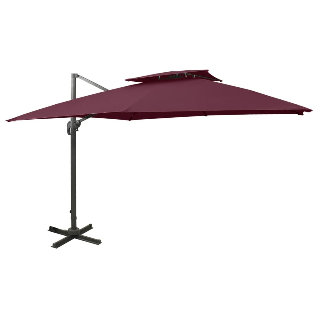 Vidaxl zweefparasol met dubbel dak 300x300 cm bordeauxrood