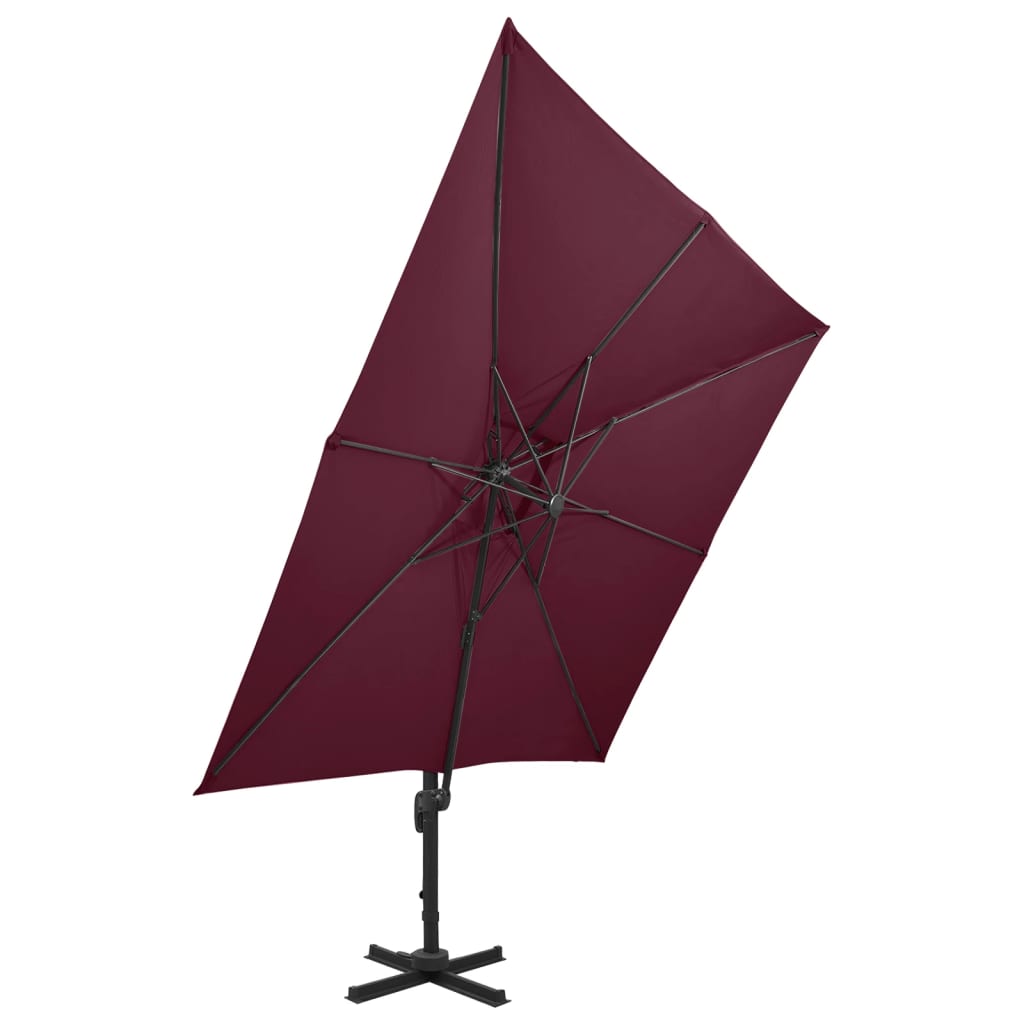 VidaXL Zweefparasol met dubbel dak 300x300 cm bordeauxrood