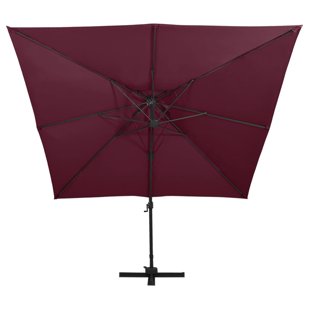 VidaXL Zweefparasol met dubbel dak 300x300 cm bordeauxrood