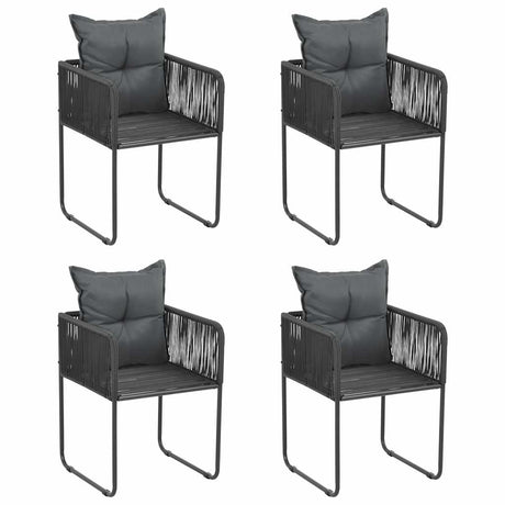 Vidaxl tuinstoelen 4 st met kussens poly rattan zwart